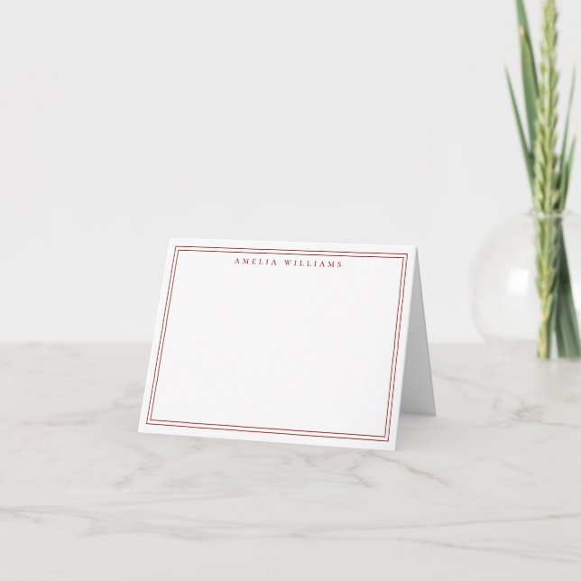 Élégant Minimaliste Rouge Deux Bordures (Devant)