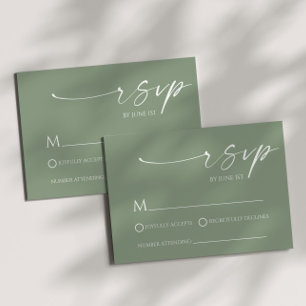 Elégant minimaliste Sage Green Mariage Carte RSVP