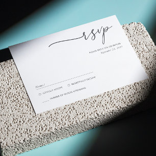 Élégant minimaliste script manuscrit carte RSVP