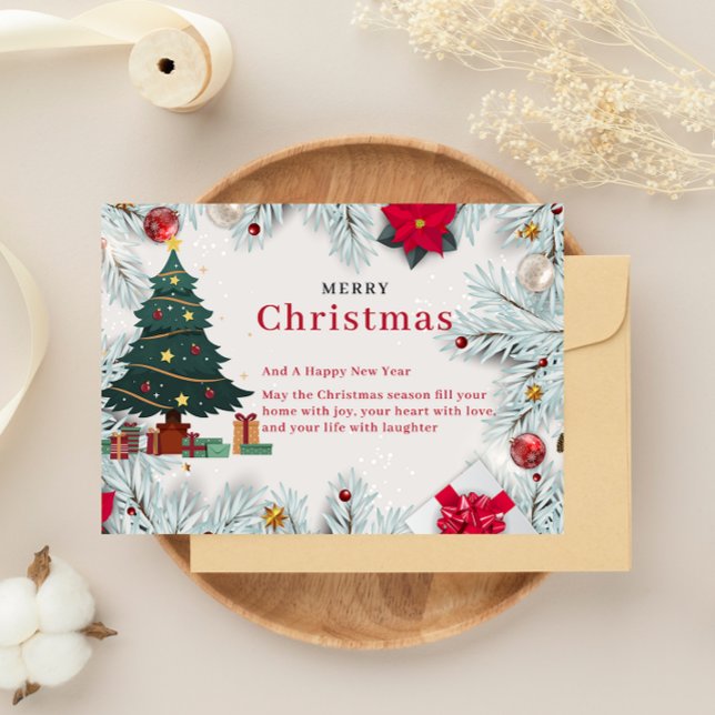 Élégant Modèle de la carte de Noël Joyeux (Elegant Merry Christmas Card Template)