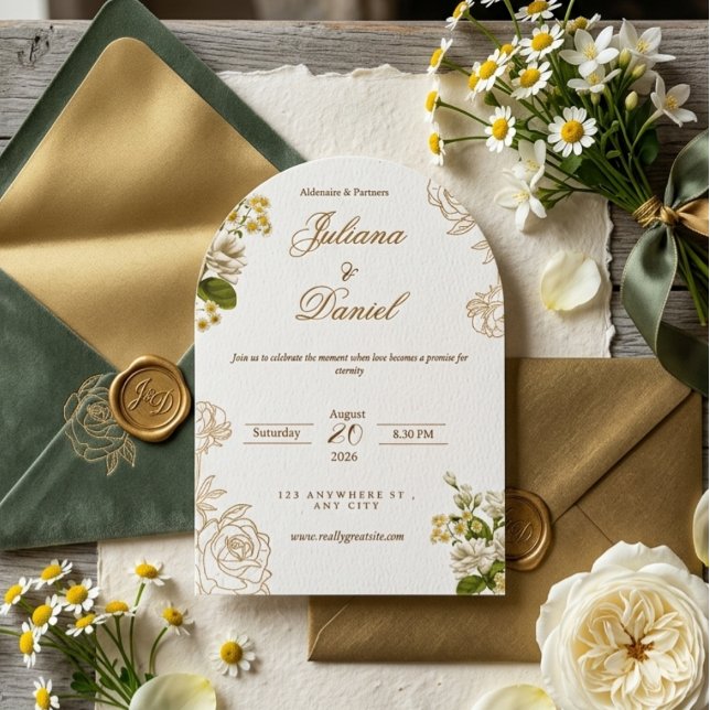 Elegant Modern Arch Floral Wedding Invitation  (Créateur téléchargé)