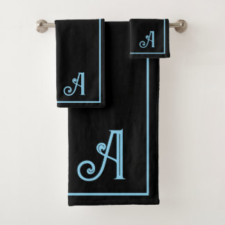 Elegant Modern Black &blue Monogram