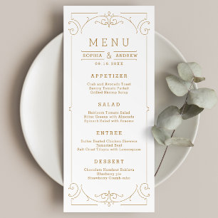 Elegant modern classic vintage wedding menu card