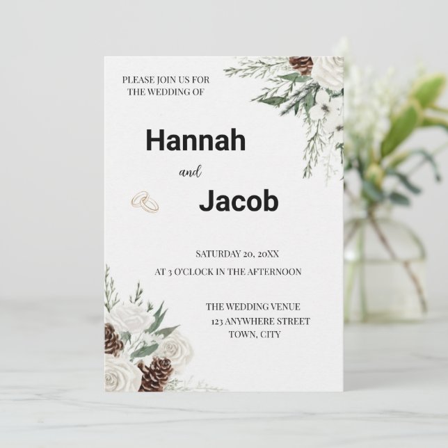 Elegant Modern Floral Wedding Invitation (Debout devant)