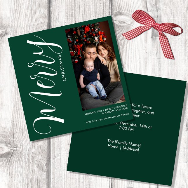Elegant Modern Photo Holiday Invitation | Merry  (Créateur téléchargé)