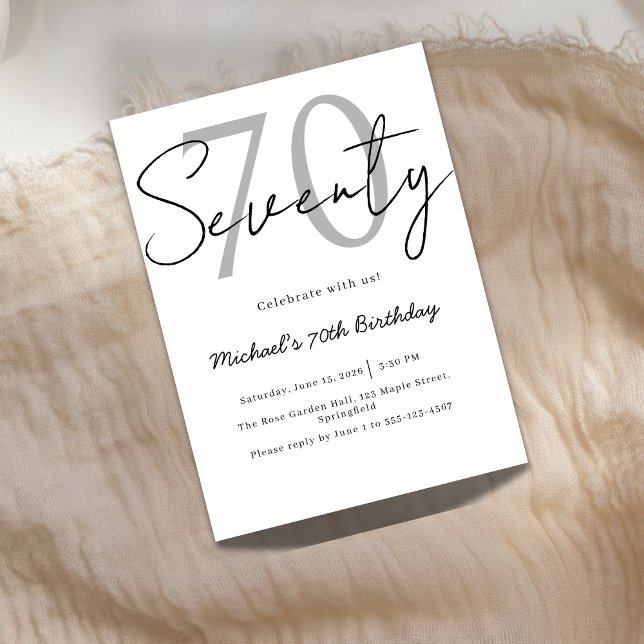 Elegant Modern Script 70th Birthday Invitation (Créateur téléchargé)