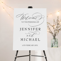 Elegant modern wedding welcome sign black & white