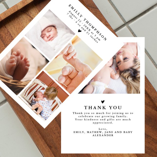 Élégant moderne 5 Baby shower photo Merci (Créateur téléchargé)