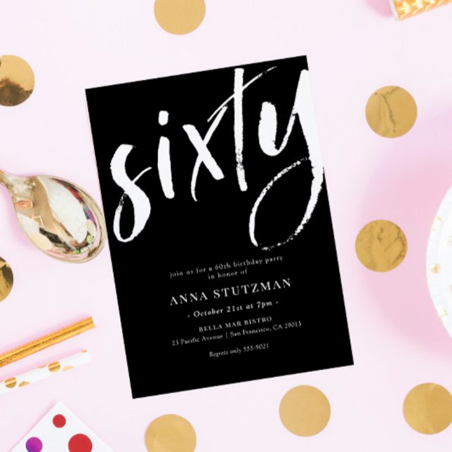 Elégant Moderne 60e Anniversaire Invitation de fêt (Créateur téléchargé)