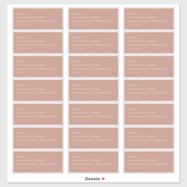 Élégant moderne Blush rose Étiquettes de adresse i (Feuille)