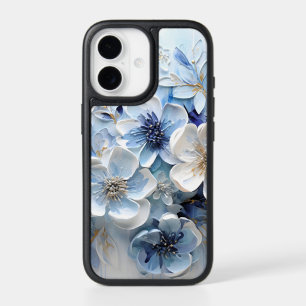 Élégant Moderne Botanique Florale Bleu Blanc