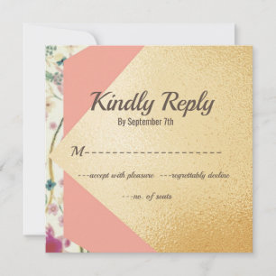 Elégant Moderne Brosse Or Mariage Carte RSVP