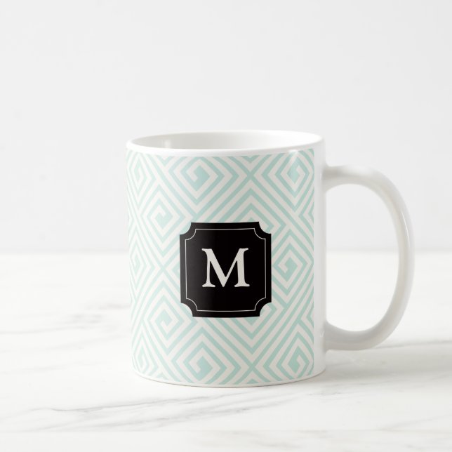 Élégant Moderne Chic grec Clé Motif Monogramme Mug (Droite)