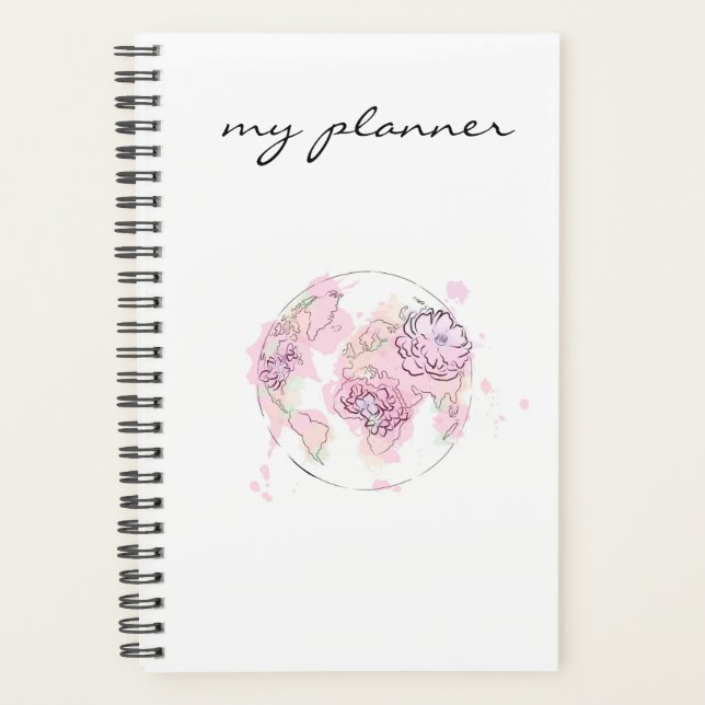Elégant Moderne Chic Rose Aquarelle Globe (Devant)