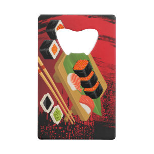 Élégant Moderne Chic Sushi Noir & Rouge
