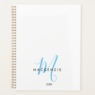 Élégant Moderne Ciel Blanc Bleu Monogramme Script