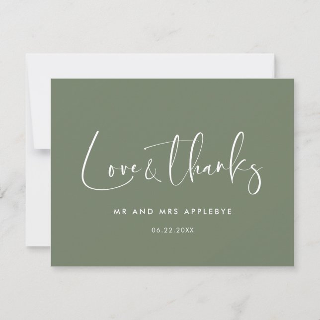 Élégant & moderne Dark sage mariage Amour & merci (Devant)