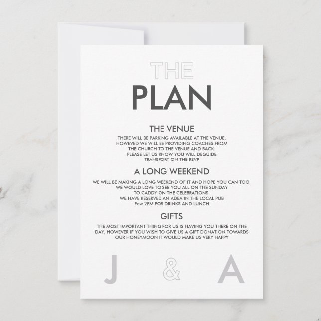 Elégant Moderne Détails Mariage Invitation (Dos)