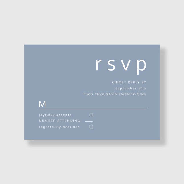 Elégant moderne Dusty Blue Wedding carte RSVP (Elegant Modern Dusty Blue Wedding RSVP Card)