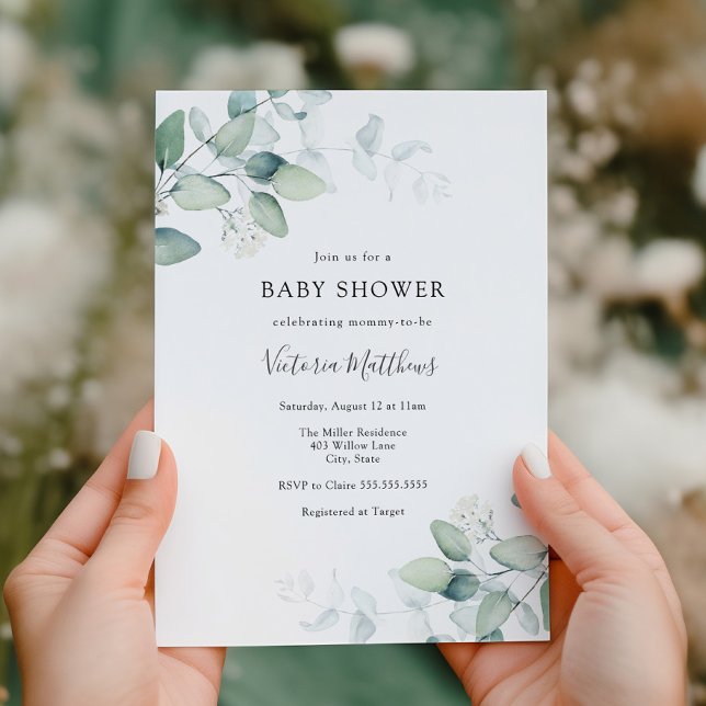 Elégant moderne Eucalyptus Baby shower Invitation (Créateur téléchargé)