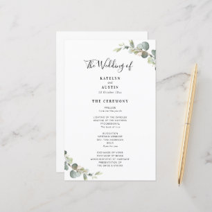élégant moderne Eucalyptus programme de mariage ve