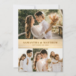 Elegant moderne Gold 4 Mariage photo Carte de reme
