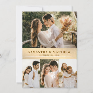 Elegant moderne Gold 4 Mariage photo Carte de reme