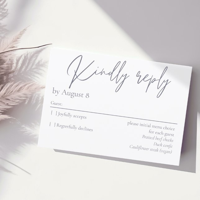 Elégant moderne gris gris de mariage carte RSVP (Créateur téléchargé)