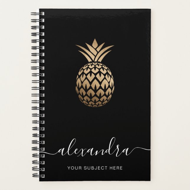 Élégant moderne minime cuivre or noir ananas (Devant)