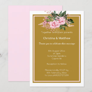 ÉLÉGANT MODERNE ROSE OR INVITATION DE MARIAGE FLOR