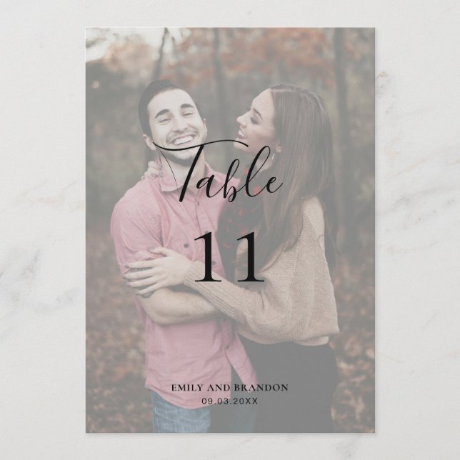 Élégant moderne simple Mariage photo Numéro de tab (Devant)