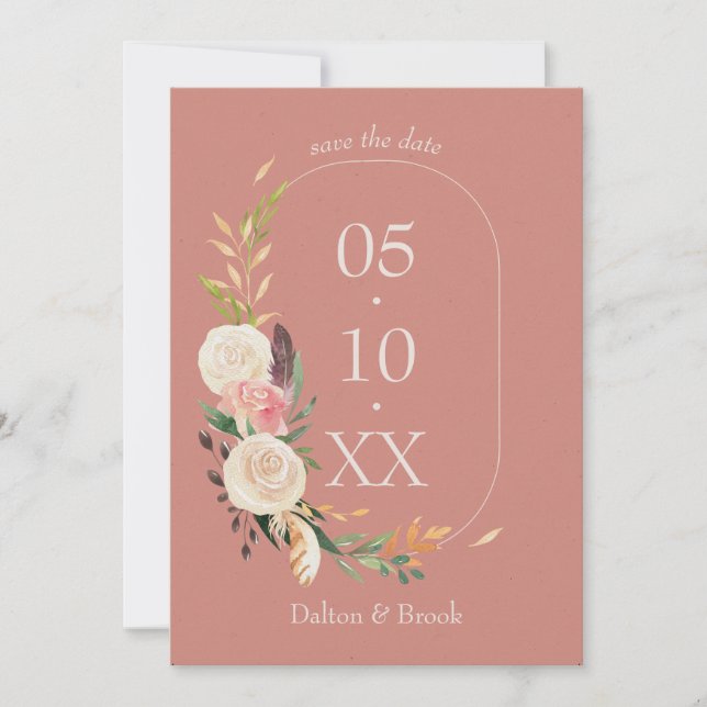 Élégant & Moderne Terracotta Mariage Save the Date (Devant)