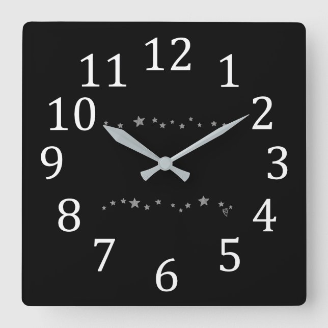 Élégant Moderne Vivant Étoiles Argent sur Horloges (Recto)