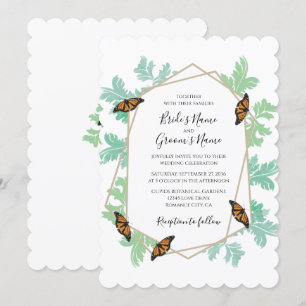 Elégant Monarque Papillon Mariage Invitations