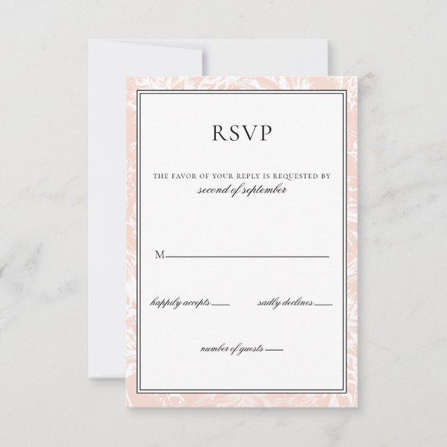 Élégant Monogram Blush Floral Wedding rsvp (Devant)