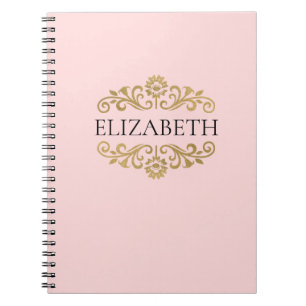Élégant Monogram Blush Pink Gold Carnet