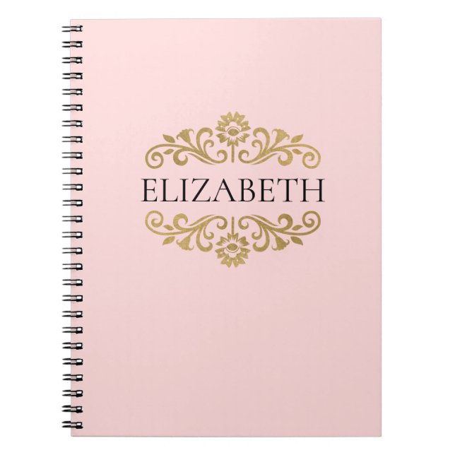 Élégant Monogram Blush Pink Gold Carnet (Devant)