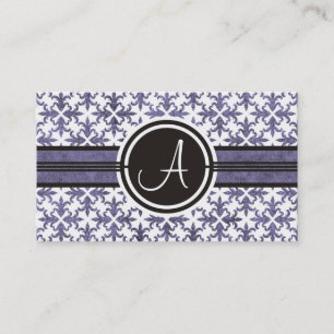 Élégant Monogram Damask Cartes de visite