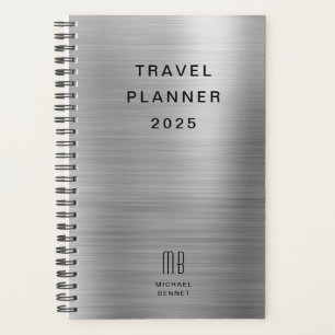 Élégant Monogram Faux Silver Grey Travel
