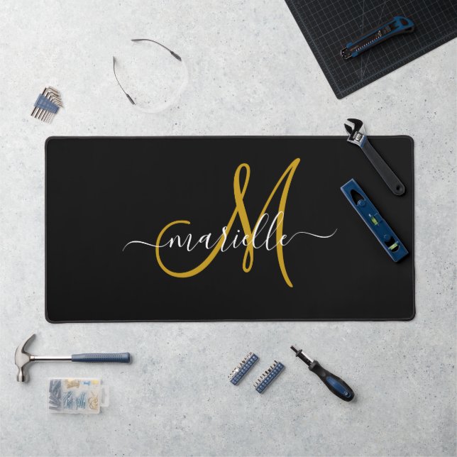 Élégant Monogram Gold Black (Poste de travail)