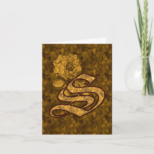 Elegant Monogram Initial S Gold Peony Personalized (Devant)
