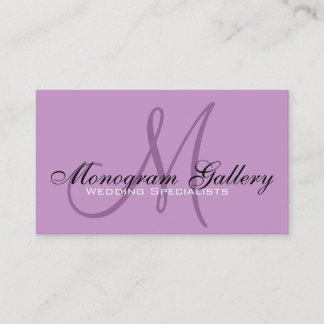 Élégant Monogram Lilac Carte de visite personnalis