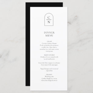 Élégant Monogram Mariage Dîner Carte Menu