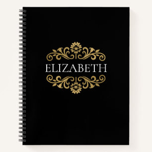 Élégant Monogram noir Gold Office Carnet scolaire