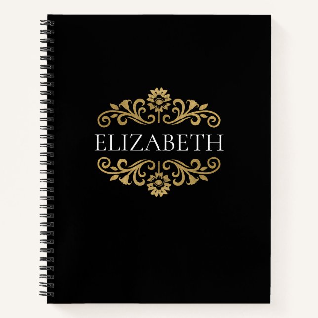Élégant Monogram noir Gold Office Carnet scolaire (Devant)