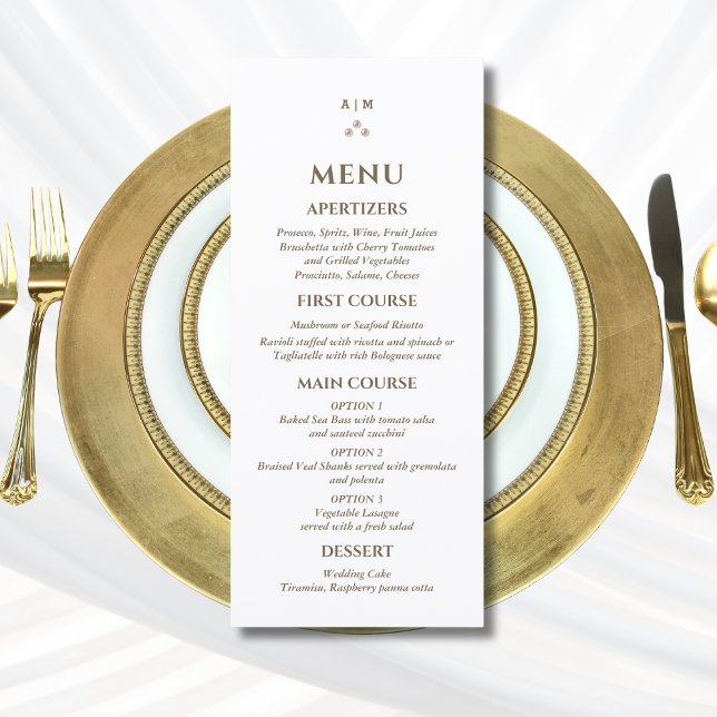 Elegant Monogram Pearl Christian Wedding Menu (Créateur téléchargé)