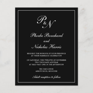 Élégant Monogramme Black Budget Faire-part de mari
