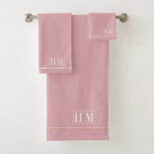 Élégant Monogramme Blanc Nom Rose