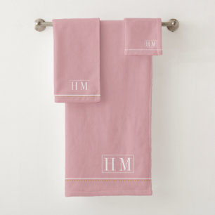 Élégant Monogramme Blanc Nom Rose