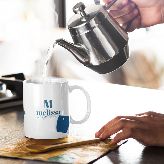 Élégant Monogramme Bleu Élégant Café Mug (just a simple monogram)